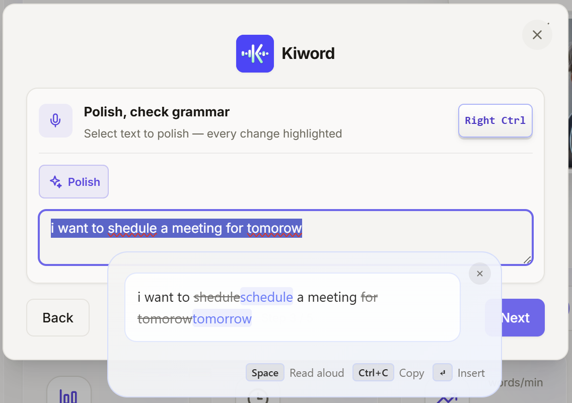 Grammar Check and rewrite suggestions in Kids mode